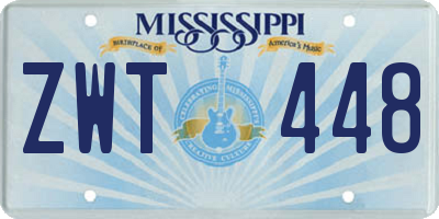 MS license plate ZWT448
