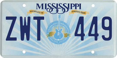 MS license plate ZWT449