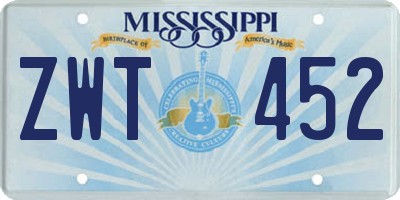 MS license plate ZWT452