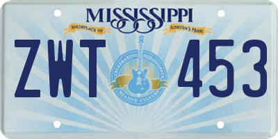 MS license plate ZWT453