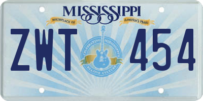 MS license plate ZWT454