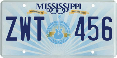 MS license plate ZWT456
