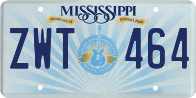 MS license plate ZWT464