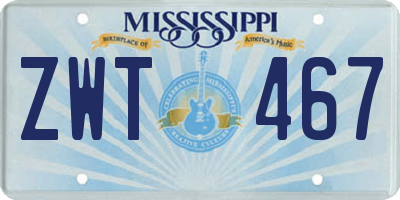 MS license plate ZWT467