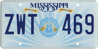 MS license plate ZWT469