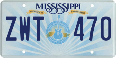 MS license plate ZWT470