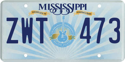 MS license plate ZWT473