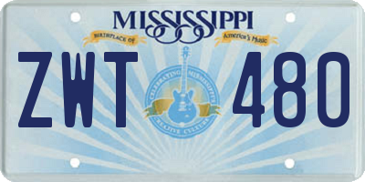 MS license plate ZWT480