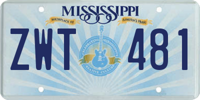 MS license plate ZWT481