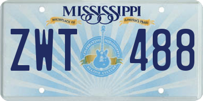 MS license plate ZWT488