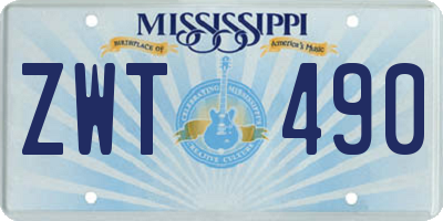 MS license plate ZWT490