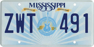 MS license plate ZWT491