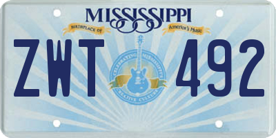 MS license plate ZWT492