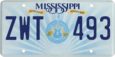 MS license plate ZWT493