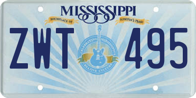 MS license plate ZWT495