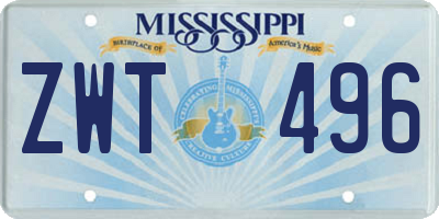 MS license plate ZWT496