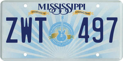 MS license plate ZWT497