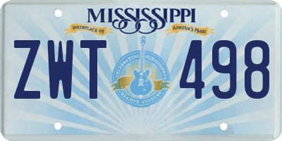 MS license plate ZWT498
