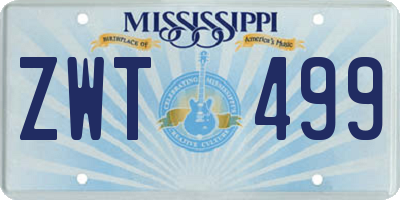 MS license plate ZWT499
