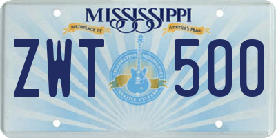 MS license plate ZWT500