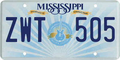 MS license plate ZWT505