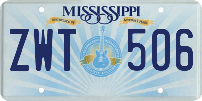 MS license plate ZWT506