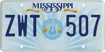MS license plate ZWT507