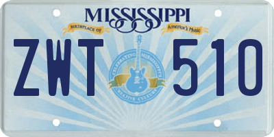MS license plate ZWT510