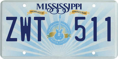 MS license plate ZWT511