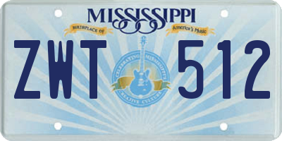 MS license plate ZWT512