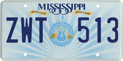 MS license plate ZWT513