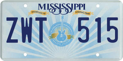 MS license plate ZWT515