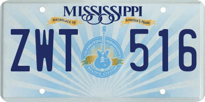 MS license plate ZWT516