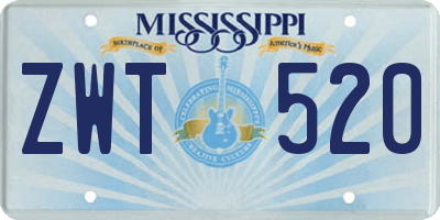 MS license plate ZWT520