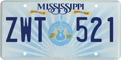 MS license plate ZWT521