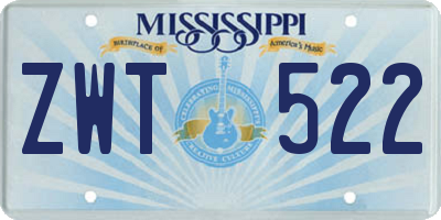 MS license plate ZWT522