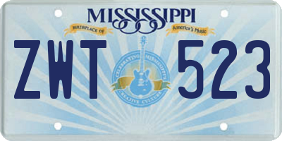 MS license plate ZWT523