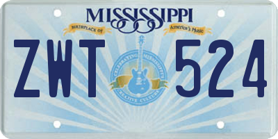 MS license plate ZWT524
