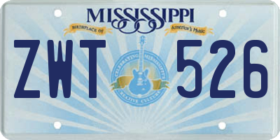 MS license plate ZWT526