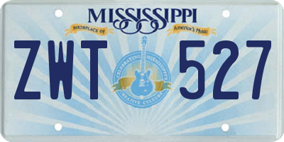 MS license plate ZWT527