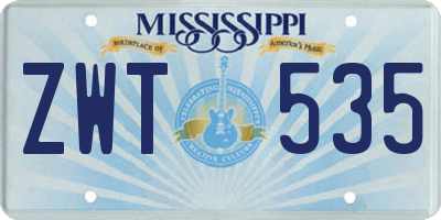 MS license plate ZWT535