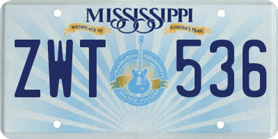 MS license plate ZWT536