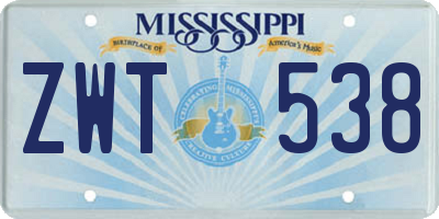 MS license plate ZWT538