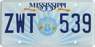 MS license plate ZWT539