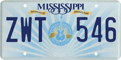 MS license plate ZWT546