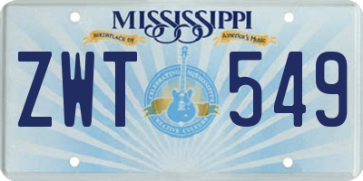 MS license plate ZWT549