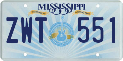 MS license plate ZWT551