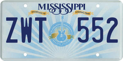 MS license plate ZWT552