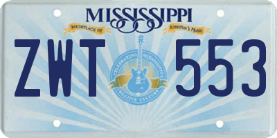 MS license plate ZWT553