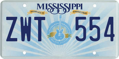 MS license plate ZWT554